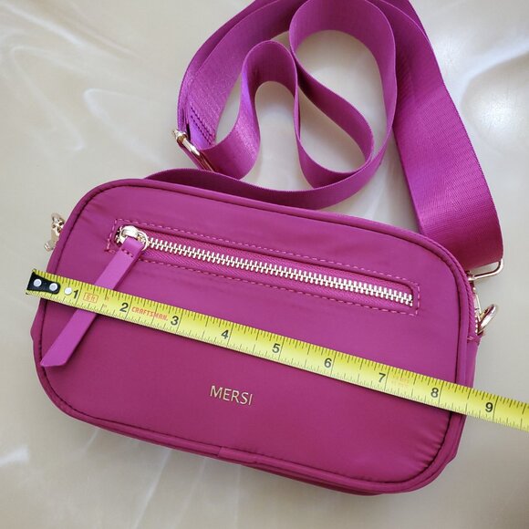 MERSI June Nylon Crossbody Bag in Magenta with Gold Hardware - Picture 11 of 15